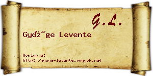 Gyüge Levente névjegykártya
